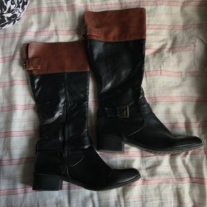 Black and brown boots